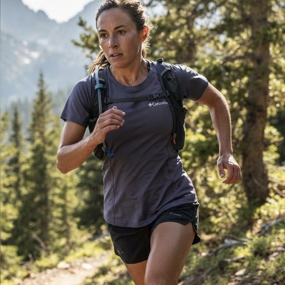COLUMBIA Titanium Activewear Tshirt Omni-Freeze in Steel Blue